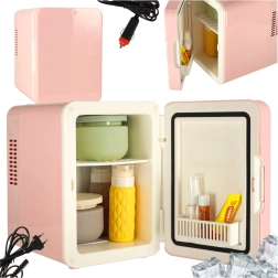 Elektriline kaasaskantav 2-ühes roosa mini-külmik 4L