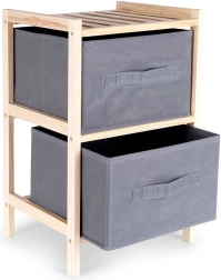 Wooden gray cabinet with two drawers 46 cm