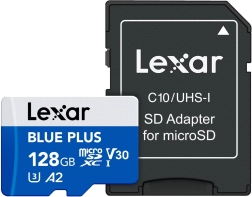 microSD mälukaart 128 GB Blue Plus A2 U3 V30 170 MB/s