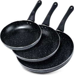 Graniitkattega pannide komplekt Black Line 3 tk 20 / 24 / 28 cm