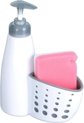 Nõudepesuvahendi dosaator koos nuustikuhoidjaga 370 ml, valge