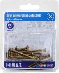 Universaalne täiskeermega kruvi 4 × 45 mm, tsingitud, 20 tk