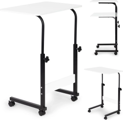 Mobiilne sülearvutilaud ratastel – valge