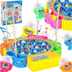 Pere lauamäng kalakeste püüdmine, 15 kala ja 4 õnge