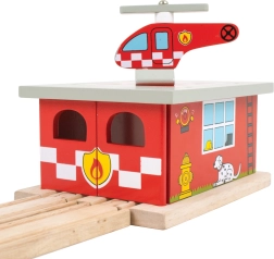 Puidust tuletõrjejaam koos helikopteriväljakuga Bigjigs Rail