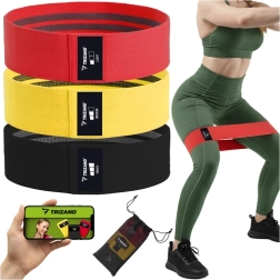 TRIZANDi tekstiilist vastupanu kummide komplekt 3 tk 8–31 kg koos QR-treeningplaaniga