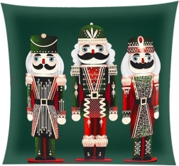 Plüüsist padjapüür 40 × 40 cm, NUTCRACKER motiiviga – Roheline