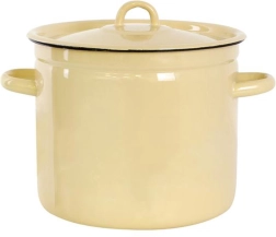 Enamelled casserole with lid 7 l, beige vegetable decor