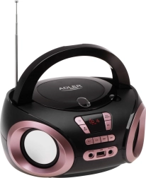 Kaasaskantav CD/MP3-mängija ja FM-raadioga boombox Adler AD 1181, must-vaskne