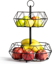 Kahekorruseline must metallist puuviljakorv