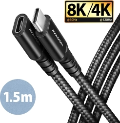 Axagon USB‑C pikenduskaabel Gen2 1,5 m, 20 Gbps, PD 240 W, punutud, must
