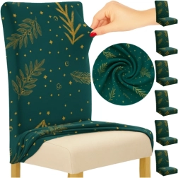 Jõuluteemalised elastsed toolikatted RUHHY, rohelised, komplekt 6 tk