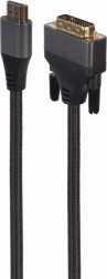 HDMI–DVI kaabel punutisega 1,8 m, kullatud pistikud