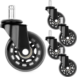 Kontoritooli kummist rattad 63 mm, tikk 10 mm, 5 tk