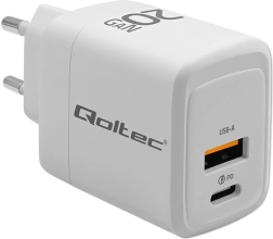 Valge 20 W GaN-laadija USB‑C PD ja USB QC 3.0-ga