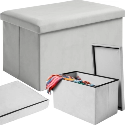Folding Velvet Pouf with Storage Ruhhy Gray 60x30x30 cm