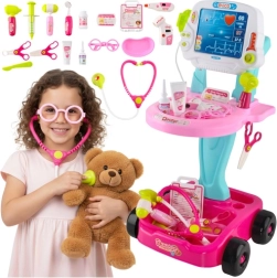Kruzzel children's doctor set with trolley, pink-blue