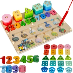 Wooden Montessori sorter 3-in-1 Kruzzel (magnetic labyrinth, shapes and numbers) 30 × 22.5 cm