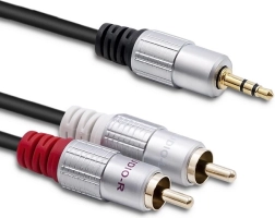 Audio kaabel 2x RCA – 3,5 mm mini jack, 3 m, must