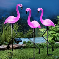 Päikesetoitelised aiavalgustid flamingo, komplekt 3 tk