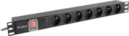 Räkipistikupesa PDU 19" 1U, 7× 230 V, 2 m, IEC C14 sisend, must