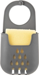 Silicone hanging sponge holder with drain, gray