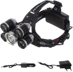 Pealamp 5× LED CREE T6 akuga