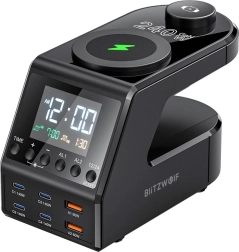 Äratuskell koos laadimisjaamaga BlitzWolf BW-FW10, 2× USB‑A, 4× USB‑C, 240 W
