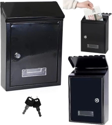 Galvaniseeritud terasest postkast, must 26,5 × 18,5 × 6,5 cm