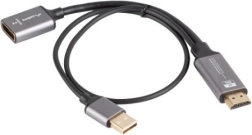 HDMI (isane) – DisplayPort (emane) adapter 4K, 20 cm kaabliga, hõbedane
