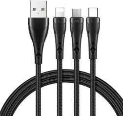 Laadimiskaabel 3-ühes USB kuni USB‑C / Lightning / Micro USB 1,2 m must Mcdodo