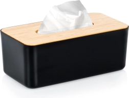 Must pabersalvrätikute hoidik bambuskaanega 24 × 13 × 9,5 cm