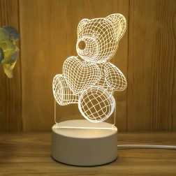 Armas öölamp LED 3D-illusiooniga: karuke südamega, USB