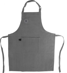 Cotton kitchen apron with ties, grey
