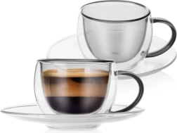 Termokruusid alustassidega, topeltseinaga espresso jaoks 90 ml, 2 tk