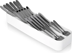 Valge sahtlisisene söögiriistade organiseerija 39 × 11,5 cm