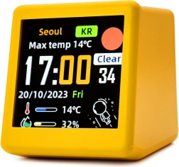 Nutikas kollane Wi-Fi ja LCD-ekraaniga LED-äratuskell