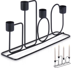 Metal black candle holder for 4 taper candles 27 × 7 × 16 cm