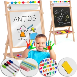 RICOKIDS Children's Rotating Magnetic and Chalkboard with Paper Roll