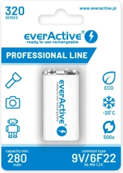 everActive 9V 320 mAh Ni-MH aku, kasutusvalmis