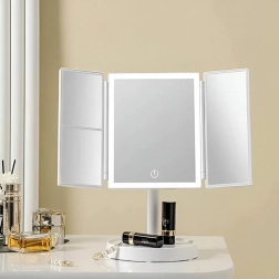 Kokkupandav kosmeetikapeegel LED-valgustusega 3×