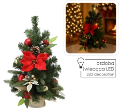 Jõuludekoratiivne kuuseke 15 LED-iga, 50 cm, punane-kuldne – 1 tk