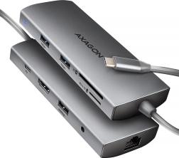 Multifunktsionaalne USB‑C jaotur 9‑ühes 5 Gb/s HDMI 4K/60 Hz‑iga, 3× USB‑A, SD/microSD kaardilugeja, GLAN, audio ja PD 100 W, 20 cm USB‑C kaabel
