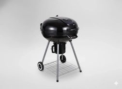 Round charcoal garden grill with lid, ash catcher and wheels 66 × 57 × 85 cm