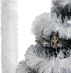 Ruhhy white Christmas garland for tree 6 m