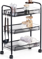 Metal black three-tier rolling rack