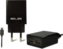 BELINE 2× USB võrgulaadija microUSB-kaabliga 2 A, must