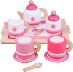 Roosa puidust teekomplekt Bigjigs Toys