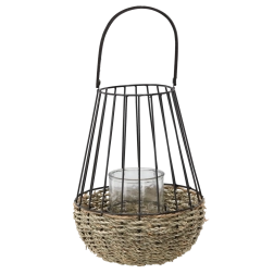 Must-pruun metalllatern klaasist sisuga 30 × 47 cm