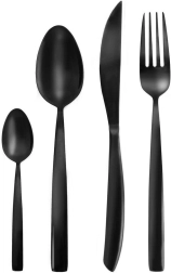 Luksuslik must roostevabast terasest söögiriistade komplekt 6-le, 24-osaline ORION Black Luxury